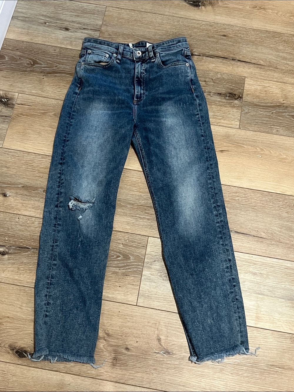 rag & bone, size 27, Nina High-Rise Ankle Cigarette, Distressed Jeans, Arctic